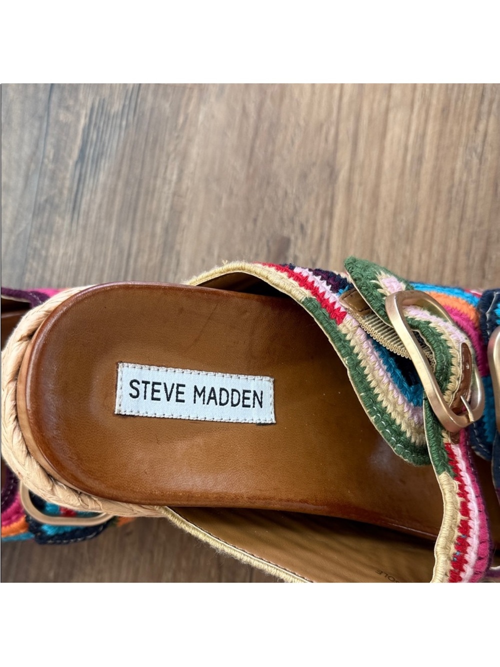 Steve Madden Multicolor Woven Espadrille Platform Mules - Picture 2 of 5